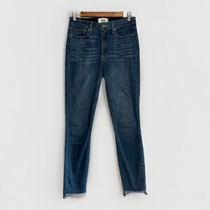 Paige Jeans Womens 27 Blue Hoxton Ankle Dark Wash Stretch Soft Denim Fray Hem
